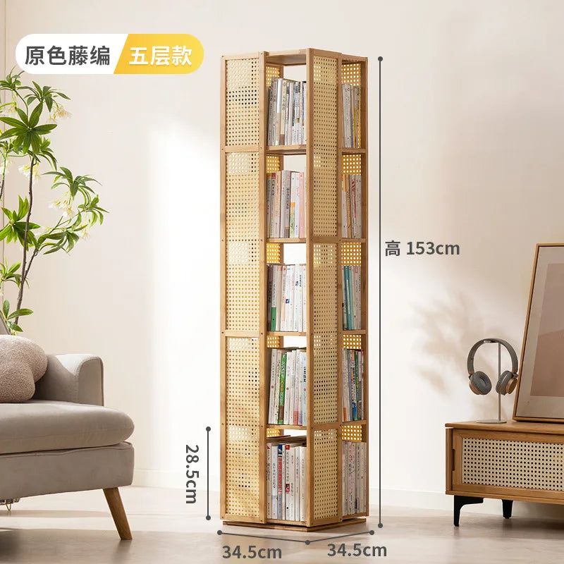360 Degree Rotating Bookshelf for Living Room Bedroom Children's Picture Books Storage Rack Simple Home Decor Student Bookcase