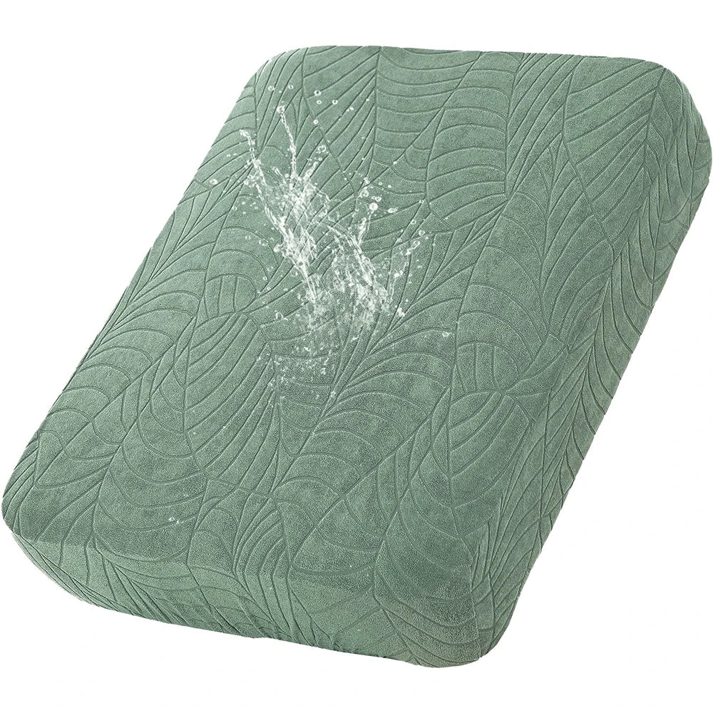 Leaf Pattern Jacquard Sofa Cushion Cover Elastic Patio Sofa Covers Outdoor Non-Slip Individual Sofa Protector Garden