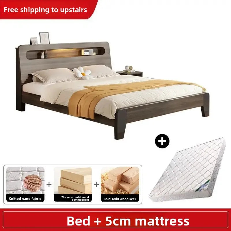 Solid Wood Bed, Single Bed, Simple Bed, Multiple Sizes To Choose From, Suitable for Bedrooms and Rental Houses