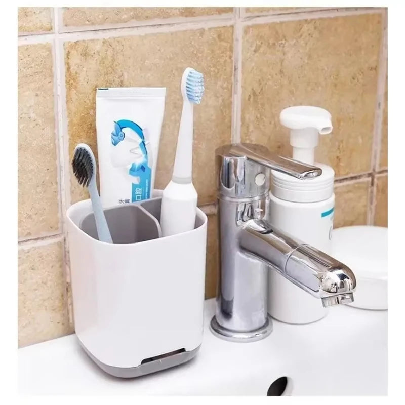 ABYN-Multifunctional Bathroom Organizer Shelf With Toothbrush Holder - Space-Saving Storage For Shower And Bathroom Utensils
