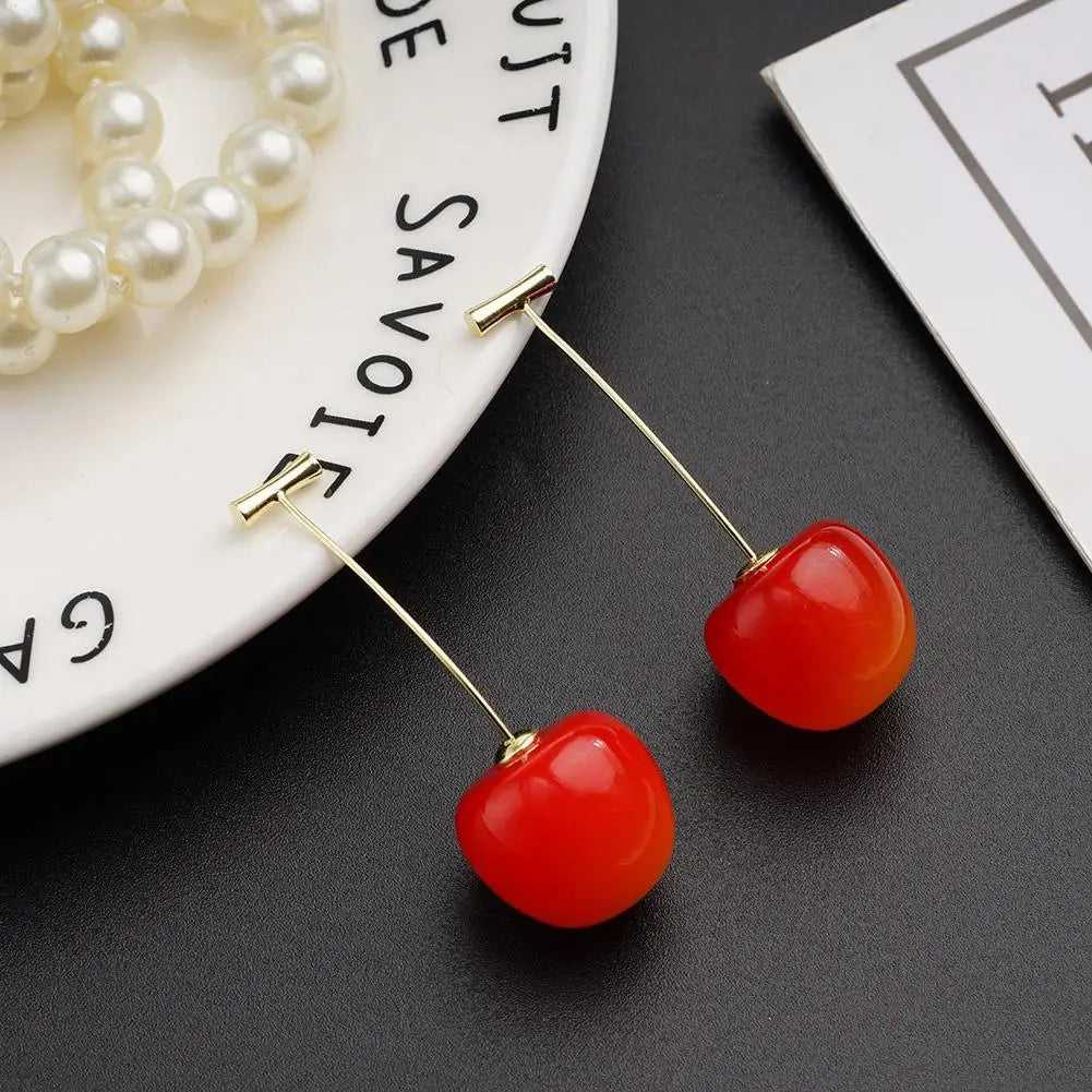 Woman's Exquisite Pendant Earrings Sweet Red Jewelry Gift Stud Earring Color Shiny Dangle Birthday Daily Gold Ins N1g9