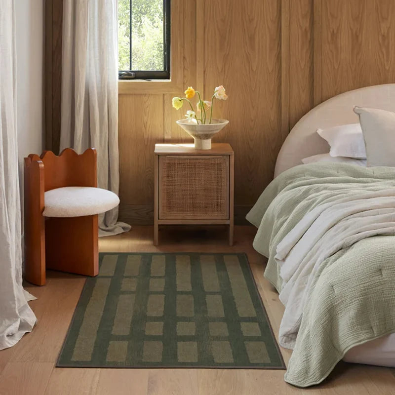 Living Room Bedroom Carpet Modern Minimalist Style Geometric Pattern European Floor Mat Warm Beige Versatile Home Plush Rug 거실카펫
