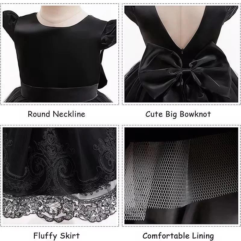 Baby Girl Clothes For 1st Birthday Evening Dresses Infant Dress Gown Elegant Girls Party Dresses Toddler Black Princess Dress