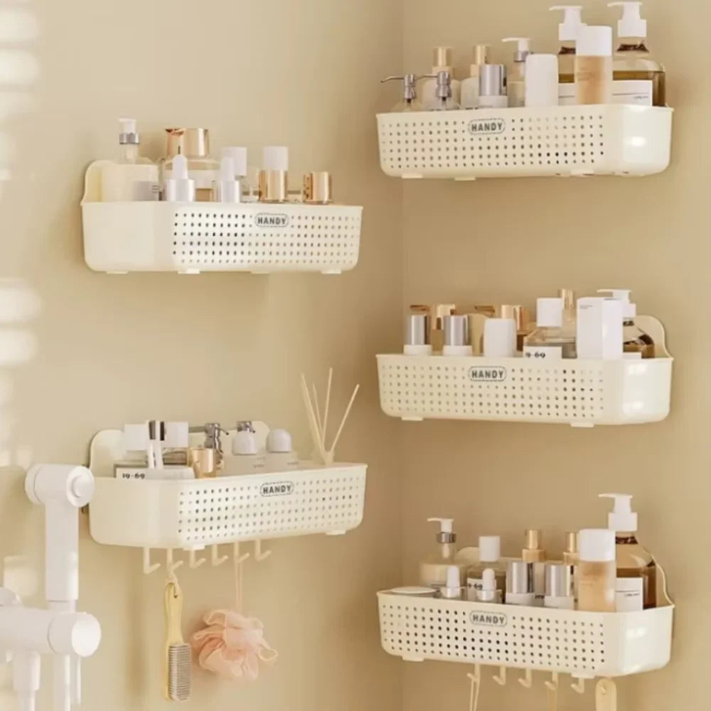 Bathroom Storage Shelf Toilet Storage Cabinet Drain Rack Punch Free Wall Mounted Shower Cosmetics Dressing Organizer Shelve