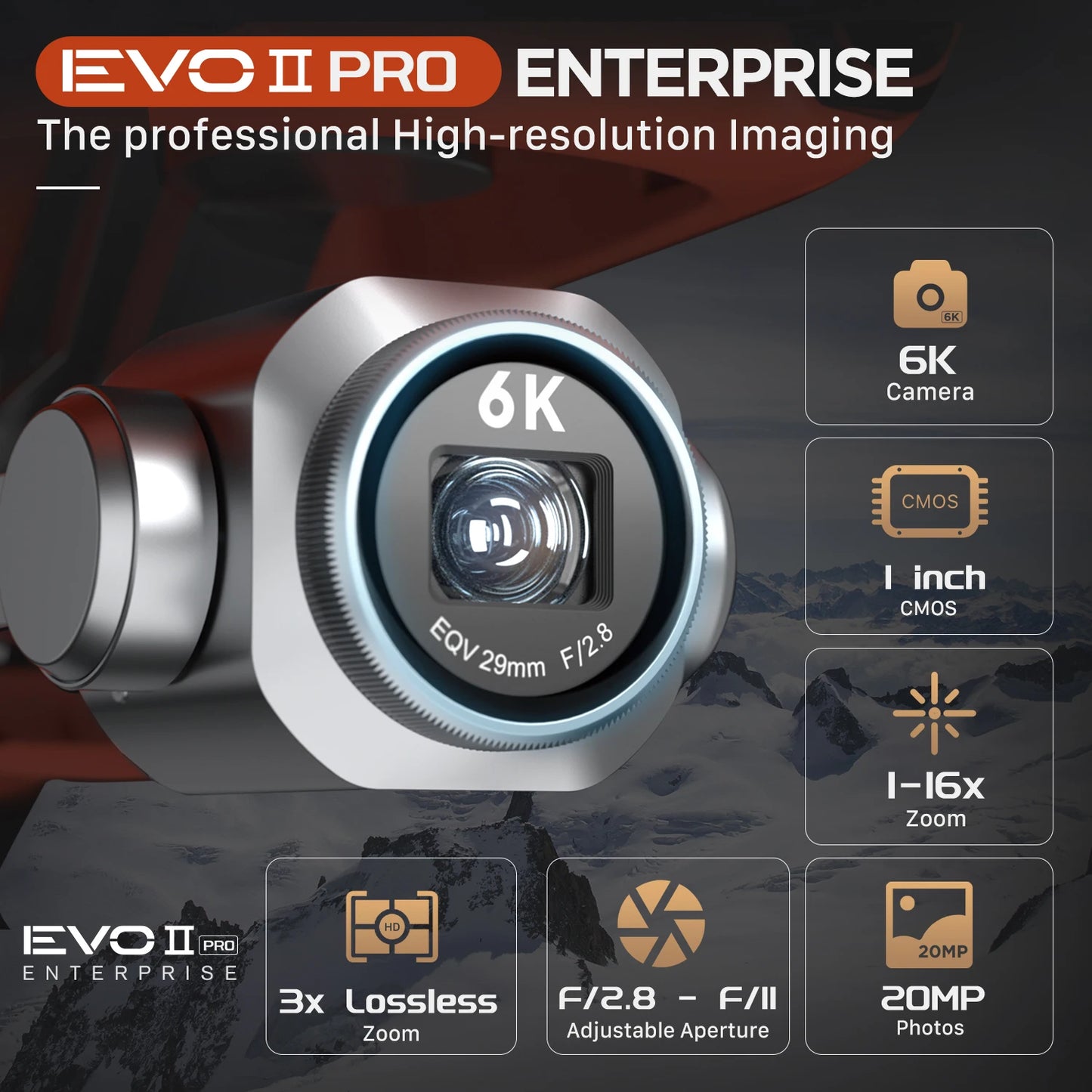 Autel Robotics EVO II Pro Enterprise V3 6K Camera Drone with Spotlight, Strobe, Speaker 42 Min Endurance Professional Drones