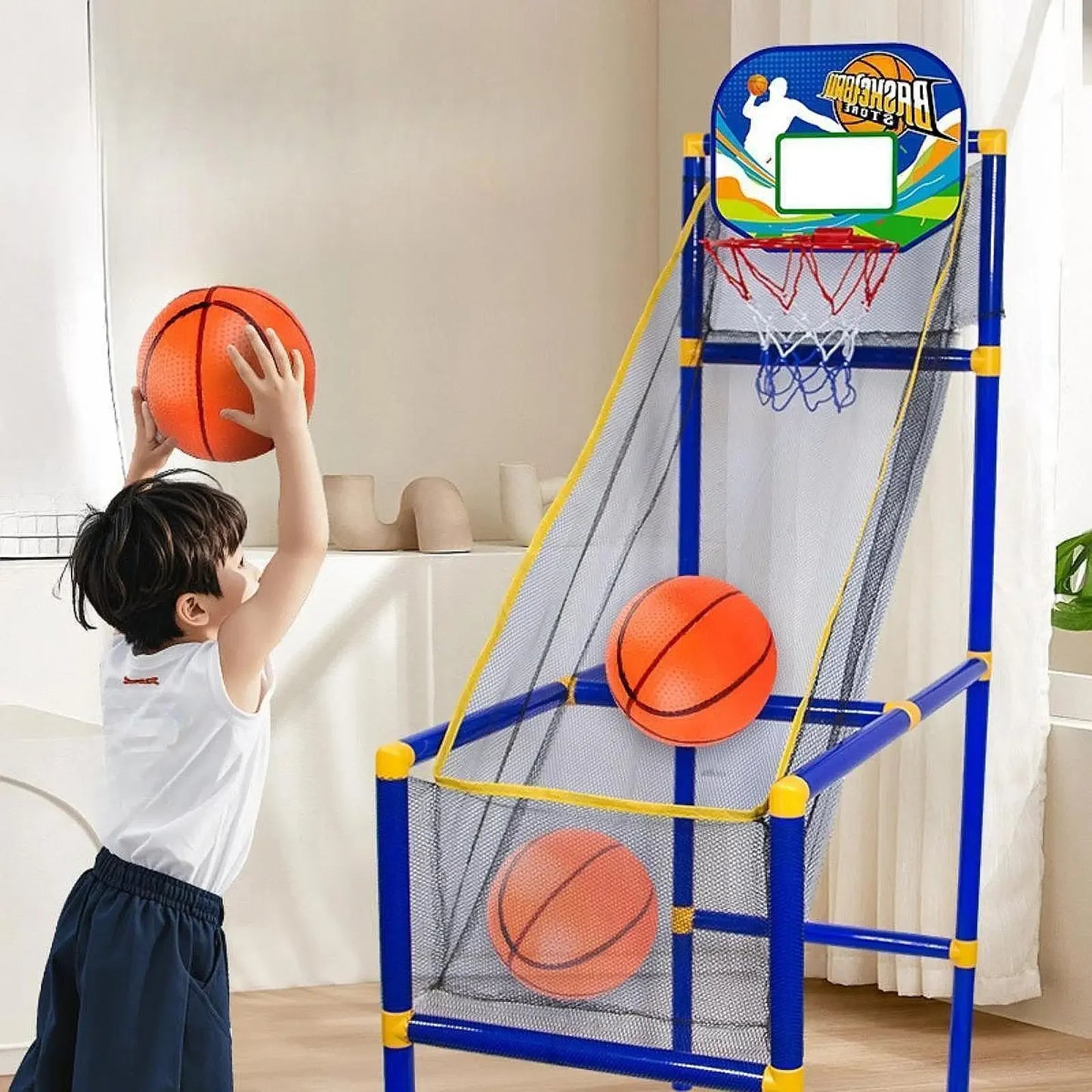 Indoor Basketball Shooting Machine Room Basketball Hoop Kids Arcade Basketball Game Set Sports Playset Basketball Training Toy