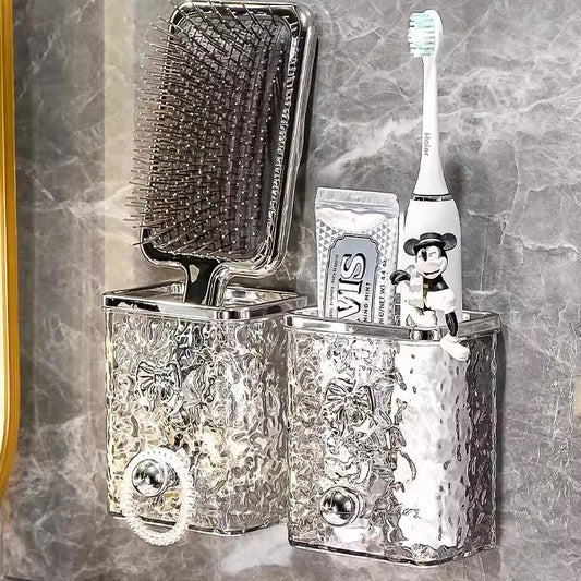 Bathroom Storage Rack Light Luxury Water Ripple Wall-Mounted Remote Control Toiletries Organizer Modern Bathroom supplies