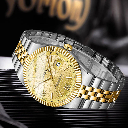 2025 NEW Watches For Men Light Luxury Trendy Waterproof Luminous Calendar Honeycomb Pattern Surface Steel Strip Quartz Watches