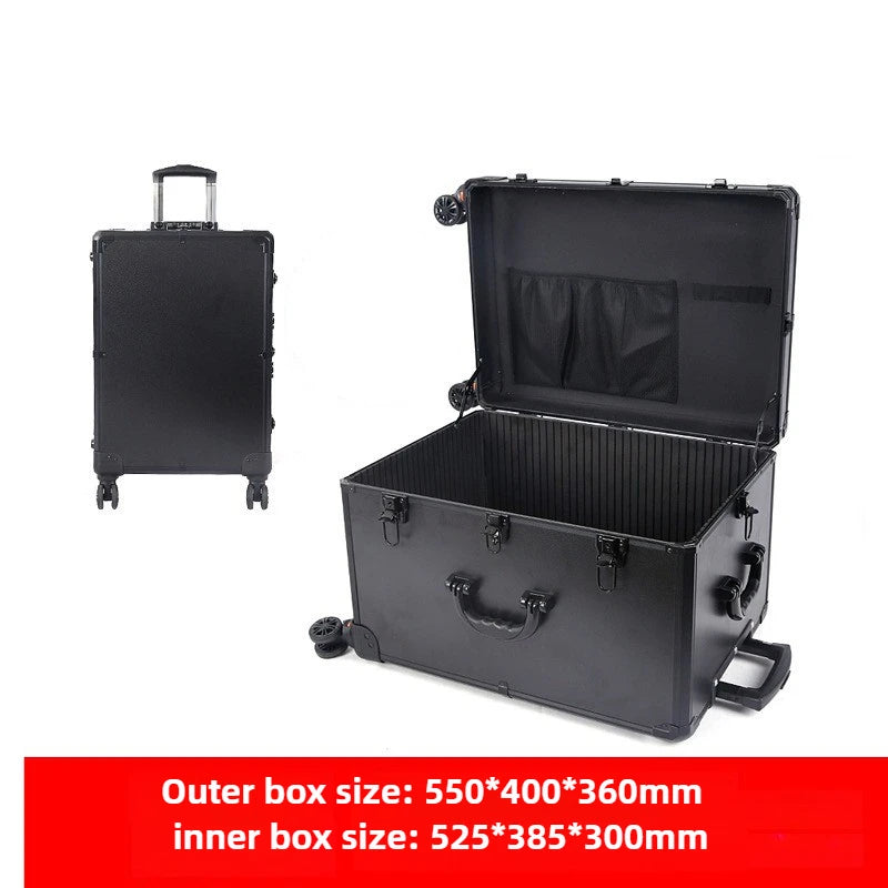 Aluminum Alloy Frame Rolling Luggage Universal Wheel Shockproof Portable Multifunctional Tool Storage Case Safety Protection Box
