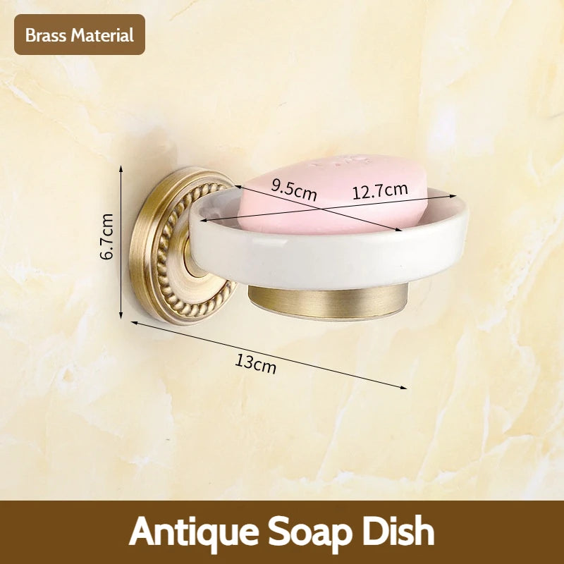 Antique Brushed Brass Bathroom Accessories Sets Towel Shelf Toilet Paper Holder Soap Holder Towel Rack Bathroom Hardware Sets