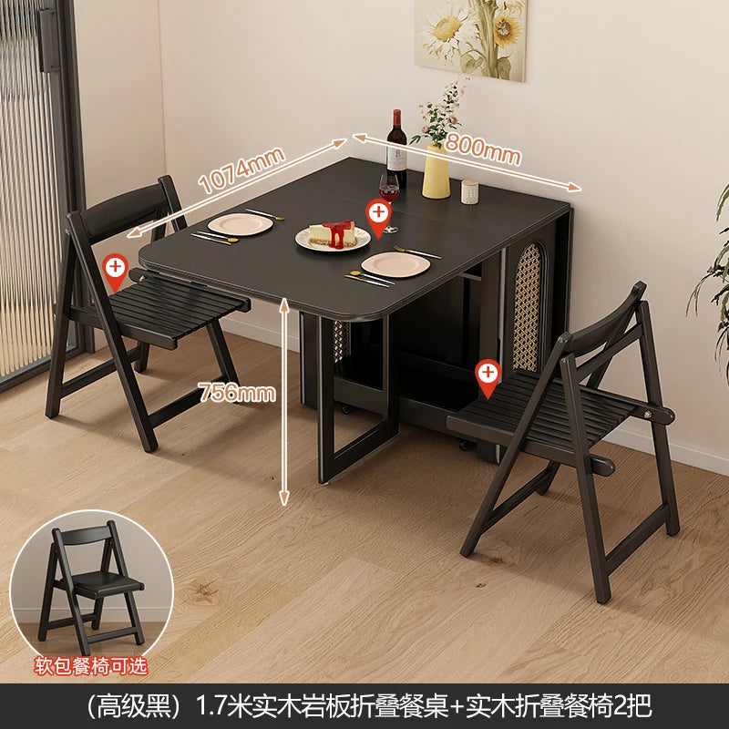Folding Dining Table Set 6 Vintage Rattan Dining Table Set Modern Luxury Nordic Mesas Pegables Portatil Dining Room Furniture