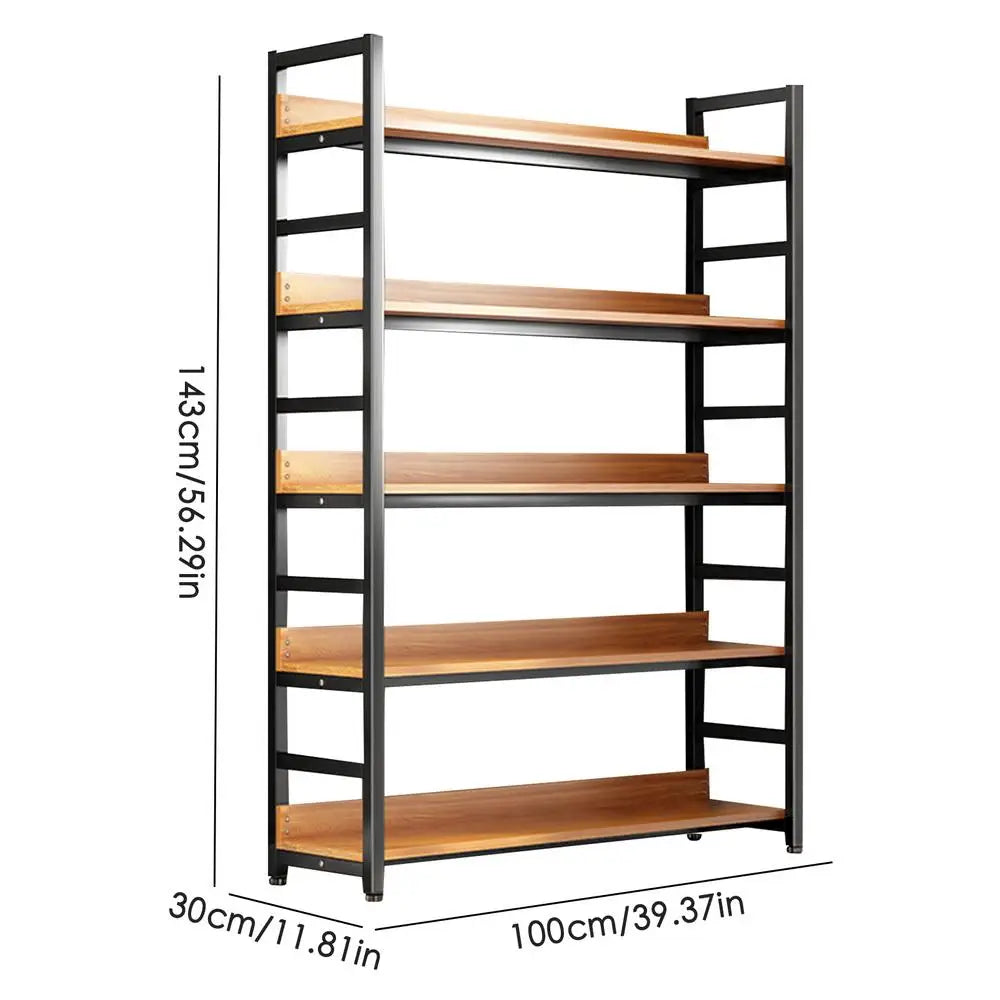 Bookcase Simple Flooring Steel Wood Multi-Layer Living Room Simple Storage Rack Home Bedroom Storage Bookcase Shelves Rack