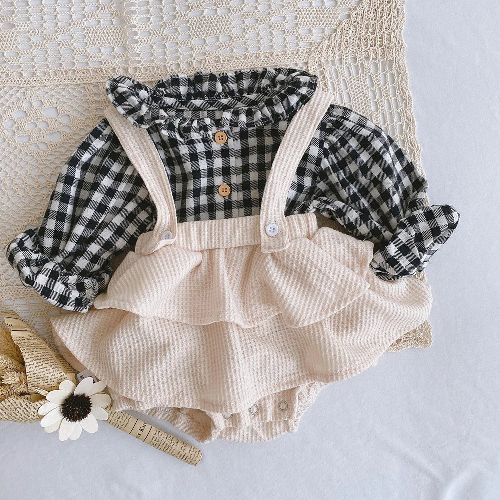 New Baby Girl Clothes 0 to 3 6 9 12 18 24 Months Cotton Set Long Sleeve Toddler Girls Outfits Floral Ruffles Shirts Romper Dress
