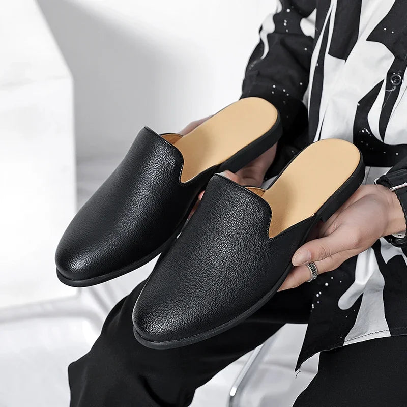 White Men’s Half Shoes For Men Shoes Mules Casual Designer Shoes Fashion Loafers Luxury Black Slippers 2025 Zapatos Hombre