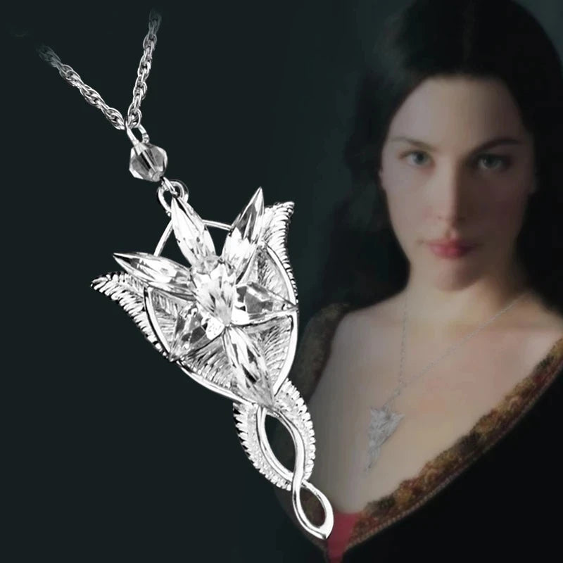 2023 Women's Wedding Jewelry Center Pendant S925 Sterling Silver Pendant for Women Chain Princess Arwen Crystal High-End Gifts