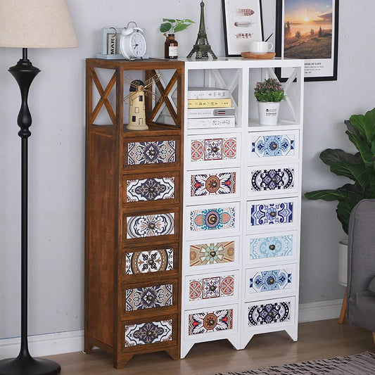 Narrow Storage Cabinet  American Style Solid Wood Storage Rack Large Capacity Multi-layer Storage Organizer Home Furniture
