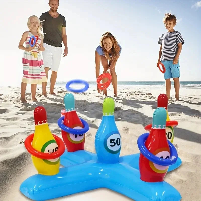 1 set of inflatable water bowling games with air pumps, swimming pools, and inflatable underwater sports suitable for swimming p
