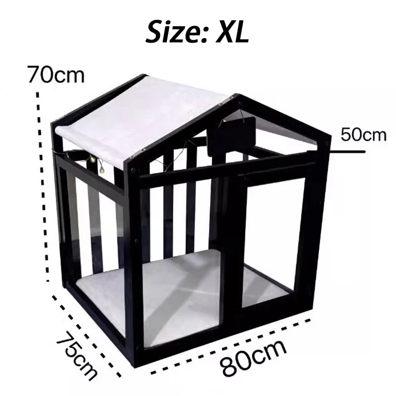 Wooden Small Medium Dogs House Bed Indoor Transparent Board Cats House Luxury Creative Pets Villa with Door Puppy Supplies