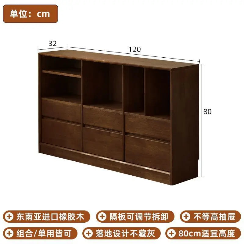 Solid wood partition bookshelf, small apartment storage cabinet, storage cabinet bookshelf, low cabinet, living room combination