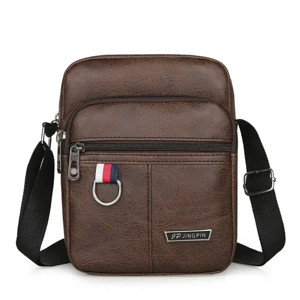 Men's PU Leather Shoulder Bag Large Capacity Chest Bag Casual Solid Color Crossbody Bag for Men Daily Use Work Office Travel.