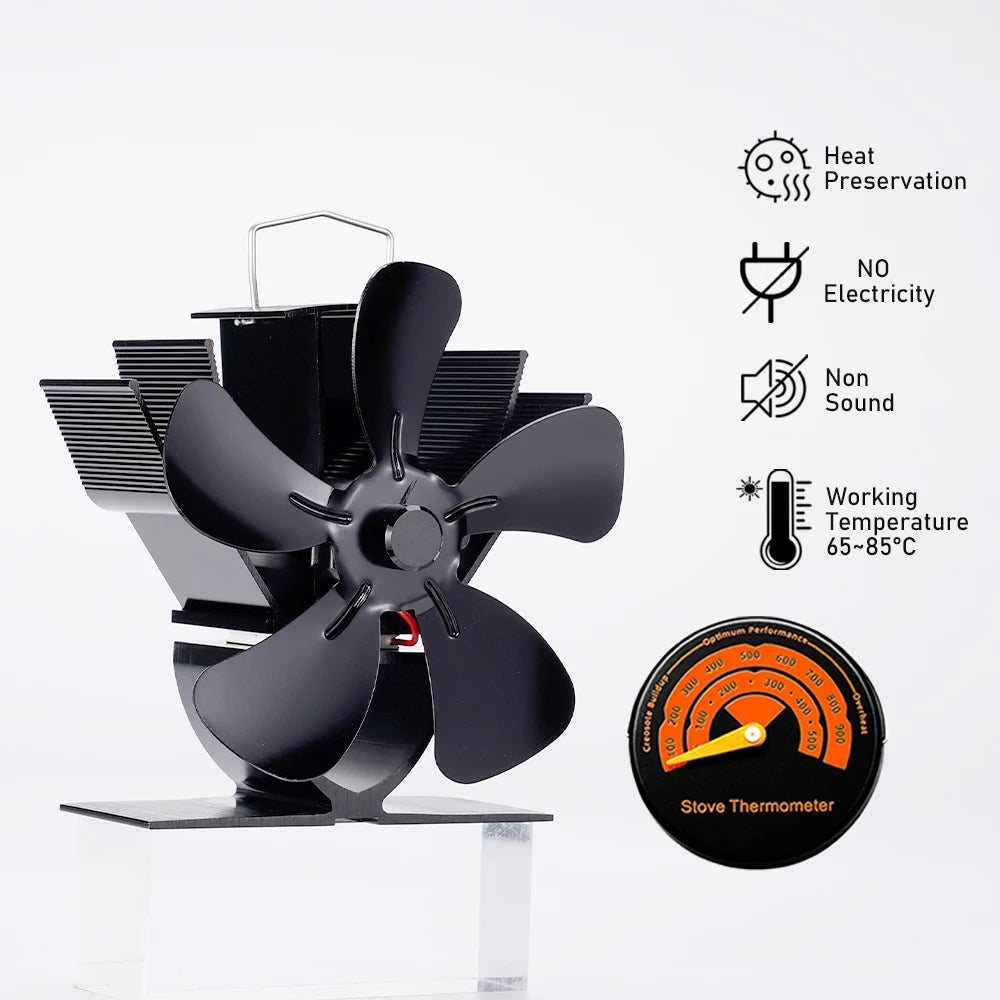 Mini Fireplace fan 5-blade thermoelectric stove fan Log burner Eco-fan Quiet Fireplace fan heater Efficient heat distribution