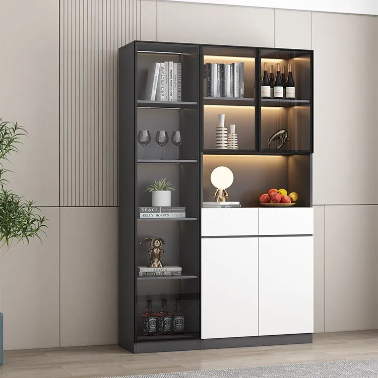 Modern simple light luxury living room storage cabinet Italian glass door wine cabinet dining room cabinet dining side