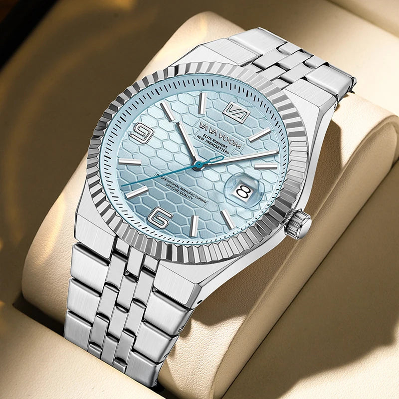 2025 NEW Watches For Men Light Luxury Trendy Waterproof Luminous Calendar Honeycomb Pattern Surface Steel Strip Quartz Watches
