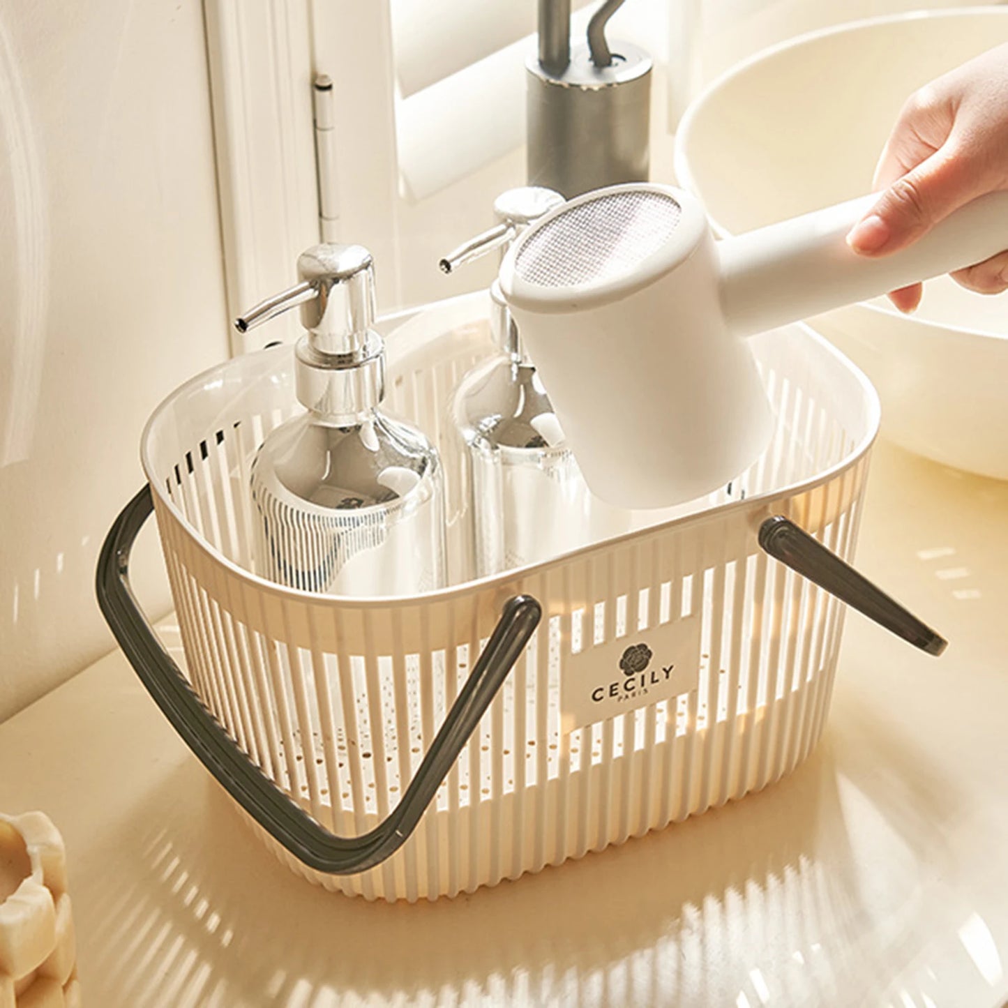 Large Capacity Bath Basket Bathroom Storage Basket For Shower Gel Shampoo Toothbrush Towels Dentifrice Practical Organizer Box