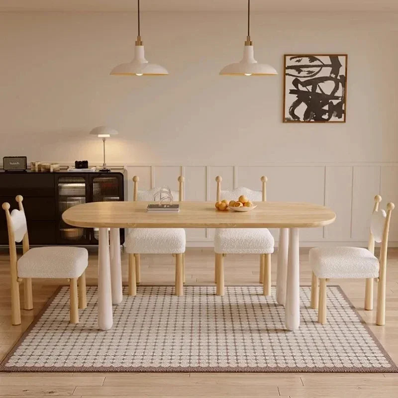 Wooden Nordic Dining Table Modern Minimalist Simple Luxury Dining Table Oval Style Mesas De Comedor Garden Furniture Sets