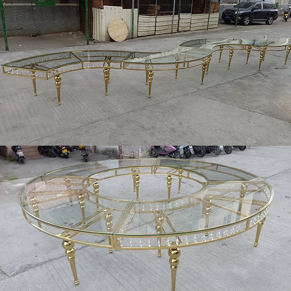 Stainless Steel Movable Serpentine Dininng Table for Hotel Banquet Wedding