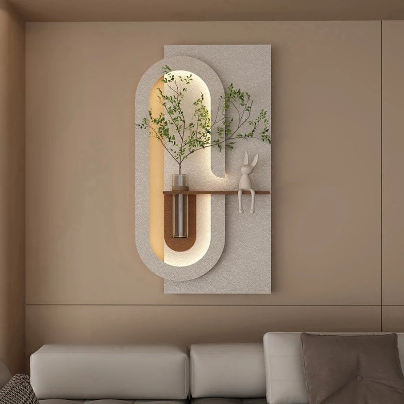 Entrance Decorations LED Wall Lamp Green Plant Corridor Hallway Modern Hanging Painting Lustre Living Room Home Vase Mural Light