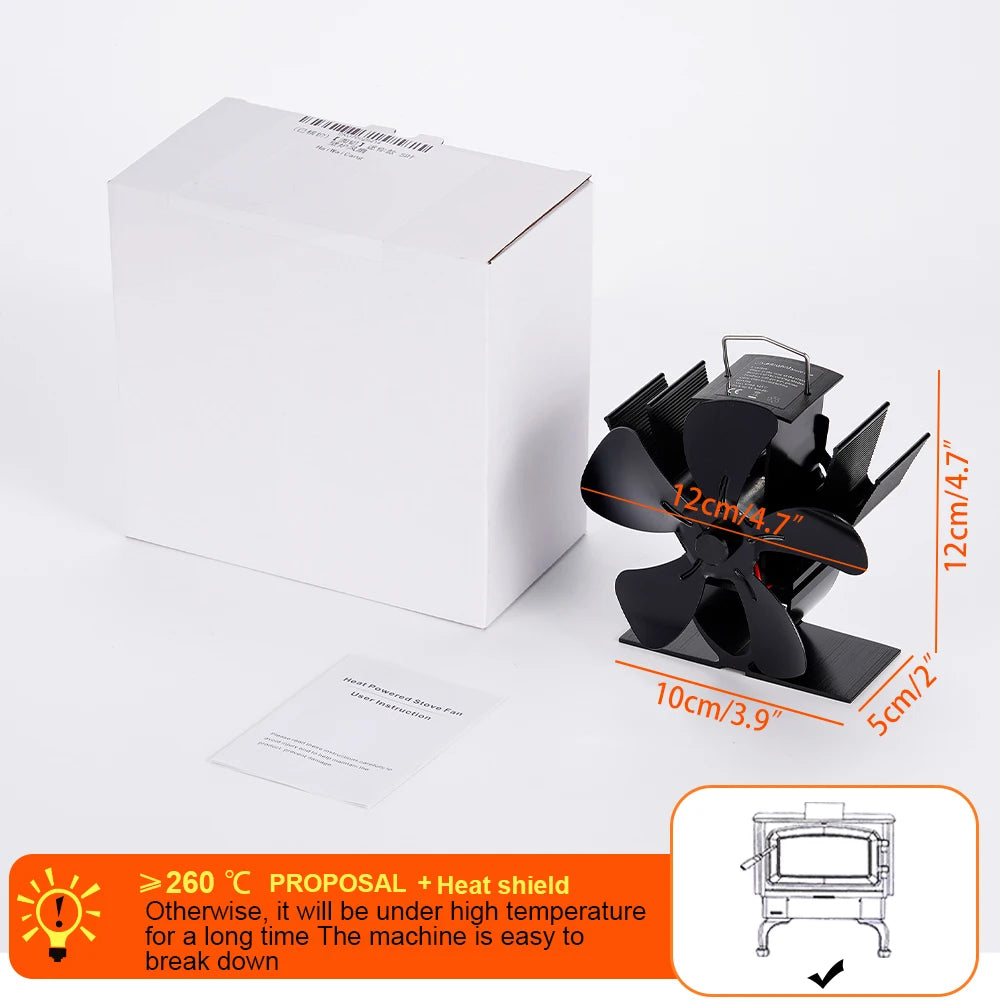 Mini Fireplace fan 5-blade thermoelectric stove fan Log burner Eco-fan Quiet Fireplace fan heater Efficient heat distribution