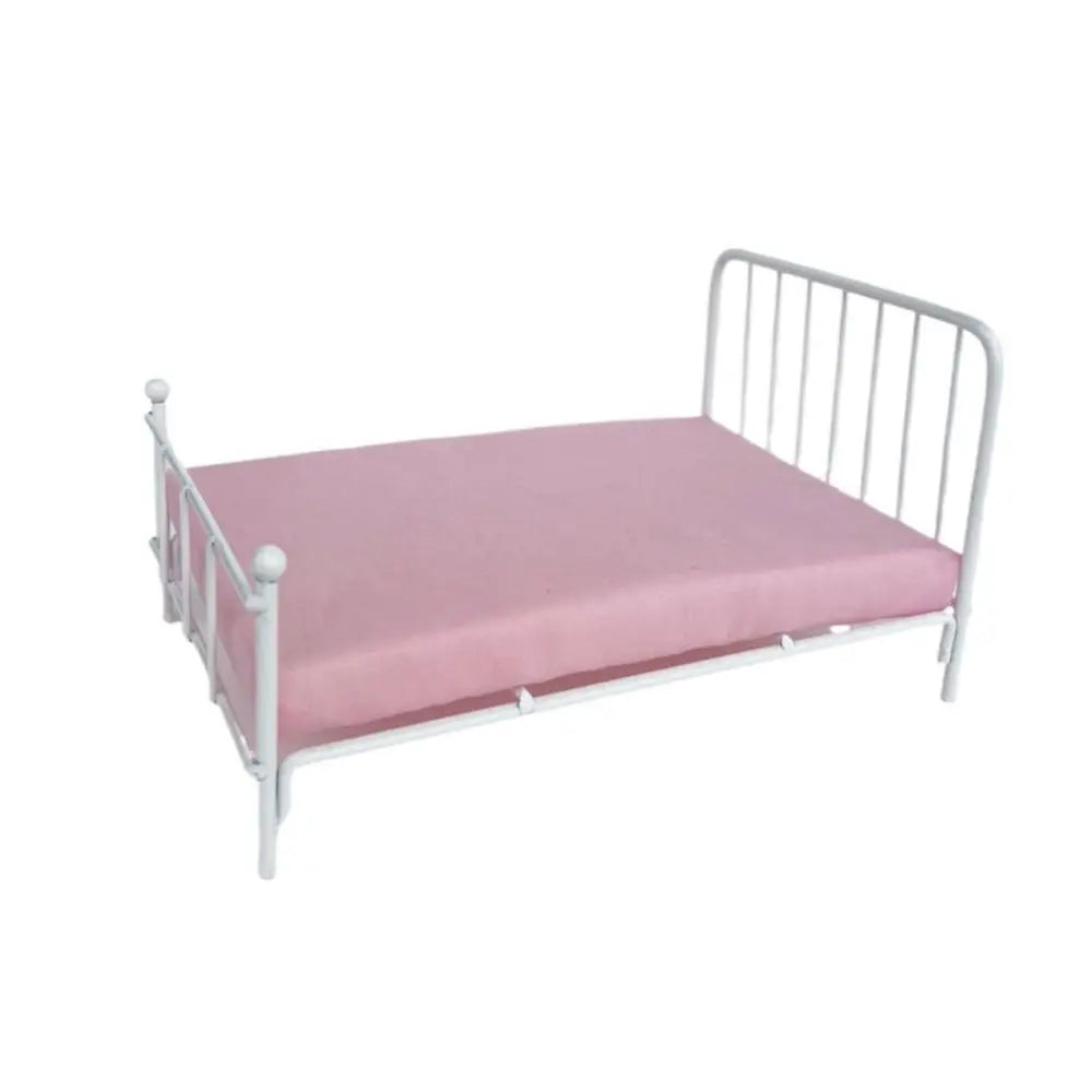 1:12 Scale Dollhouse Bed Iron Frame With Mattress Doll Bed Furniture Bedroom Scene Single Bed Mini Bed Model
