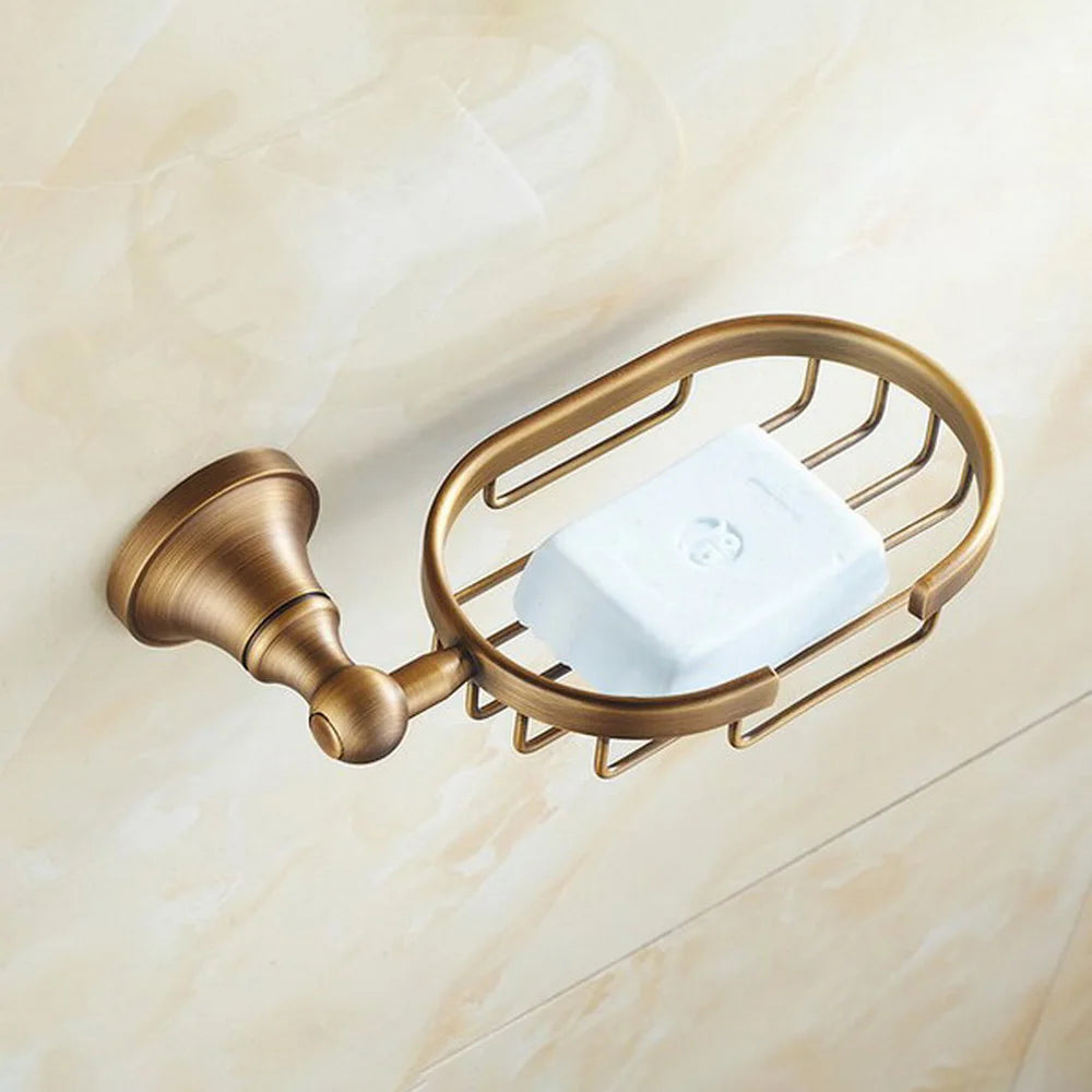 Bathroom Accessory Antique Brass Wall Mounted Bathroom Soap Basket Dish Holder aba080