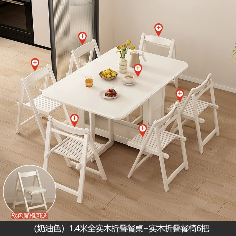 Folding Dining Table Set 6 Vintage Rattan Dining Table Set Modern Luxury Nordic Mesas Pegables Portatil Dining Room Furniture