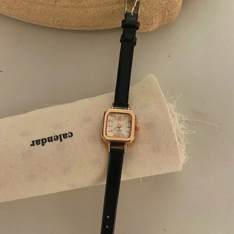 Fashion Women Watch Small Square Dial Thin Leather Strap Ladies Wristwatch Elegant Female Watches Casual Relogios Feminino Reloj
