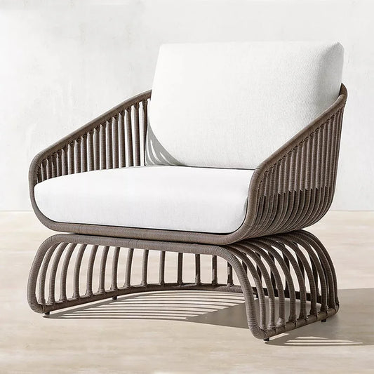 New Design Hotel Patio Outdoor Leisure Garden Rattan Sofa Woven Furniture Single Sofa