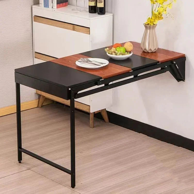 Portable Folding Dining Tables Metal Wall Storage Shelf Multifunctional Restaurants Tables Extendable Dining Room Furniture