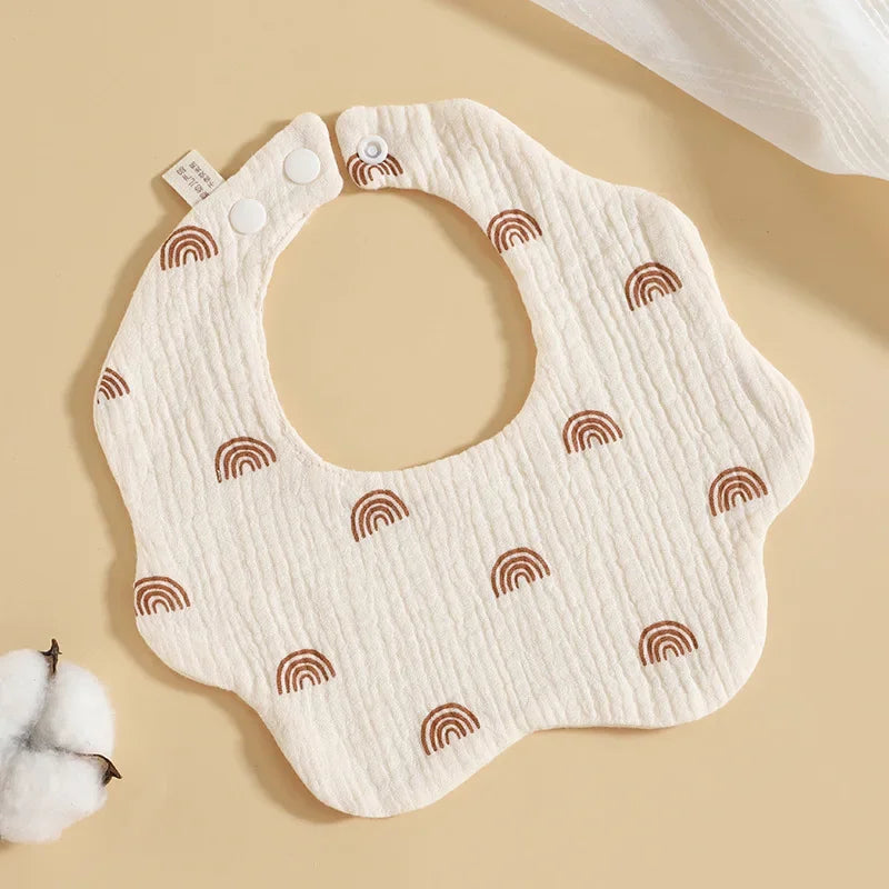 Six Layer Gauze Petal Shaped Baby Bib Pure Cotton Drool Towel Newborn Bib Baby Anti Spitting Milk Towel All Cotton