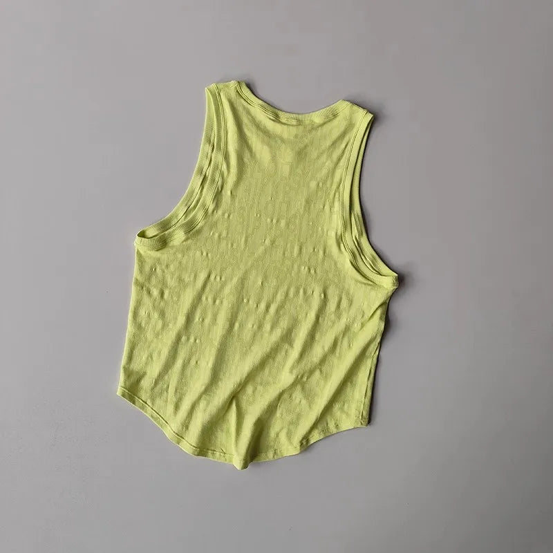 Women's Summer Sports Vest Thin Loose Printed Yoga Clothing Sleeveless Running Blouse Yoga Vest Shirt Gym Tops