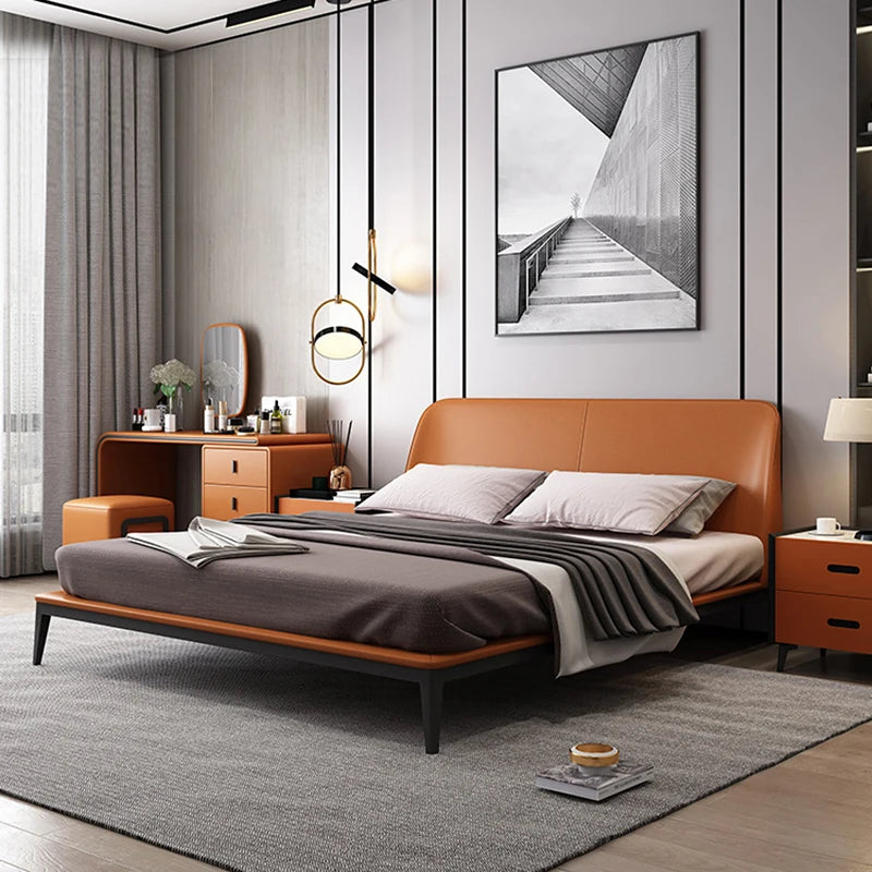King/Queen Size Leather Upholstered Headboard Bed Frame Can be Customized