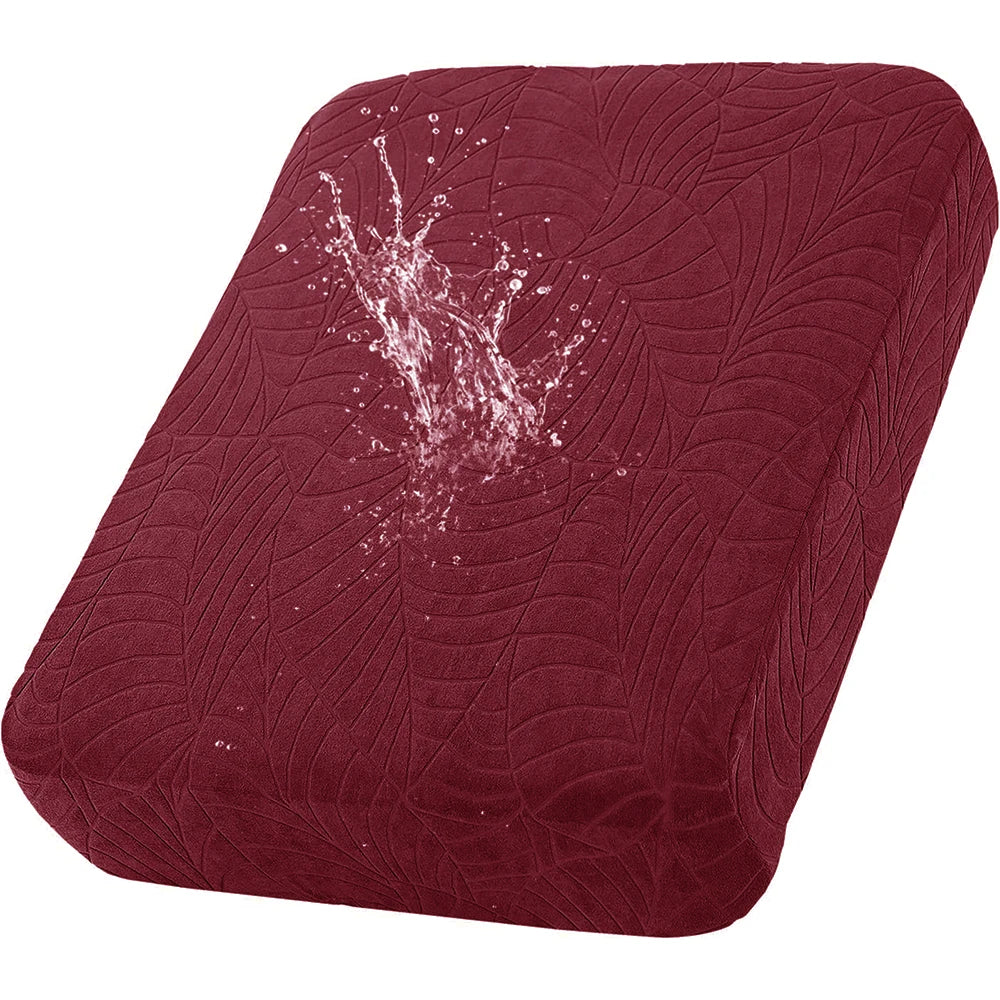 Leaf Pattern Jacquard Sofa Cushion Cover Elastic Patio Sofa Covers Outdoor Non-Slip Individual Sofa Protector Garden
