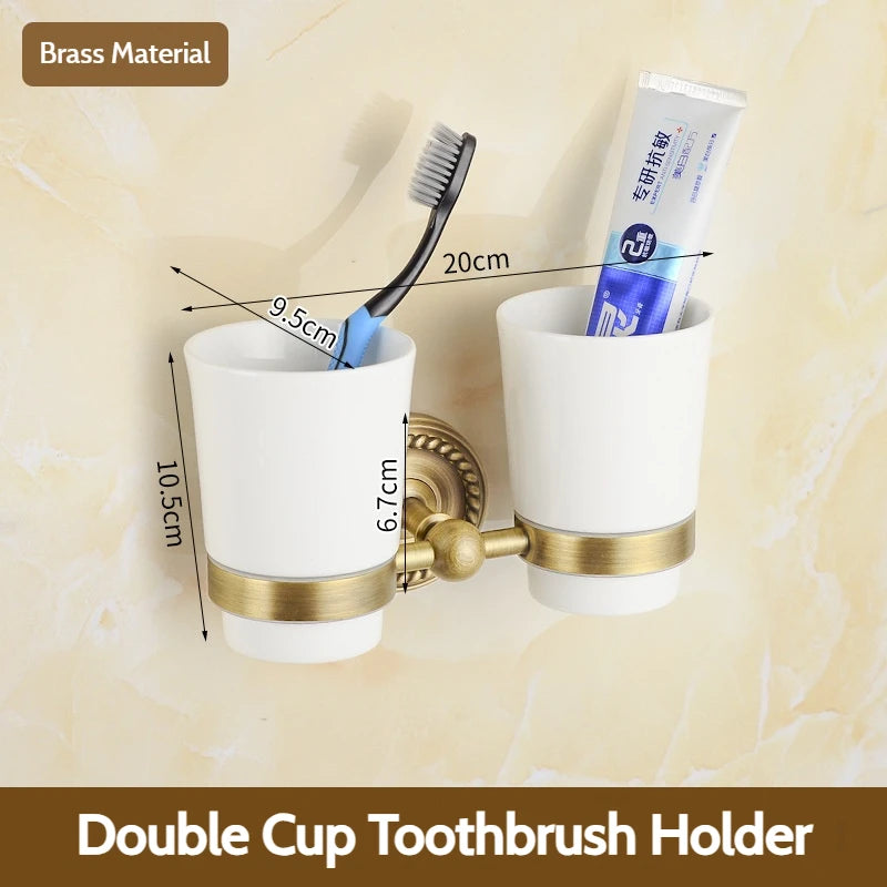 Antique Brushed Brass Bathroom Accessories Sets Towel Shelf Toilet Paper Holder Soap Holder Towel Rack Bathroom Hardware Sets
