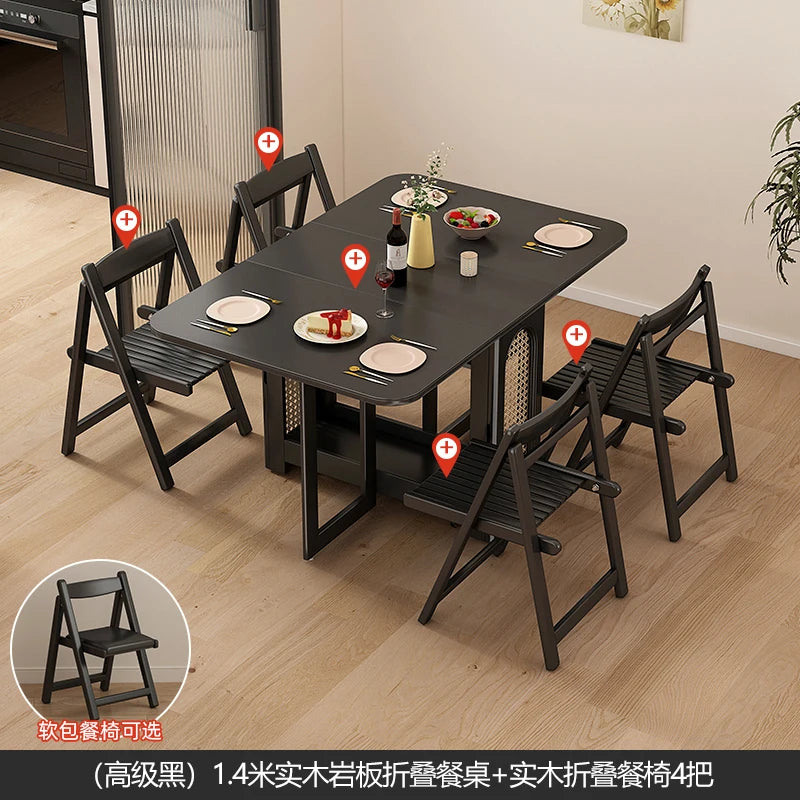 Folding Dining Table Set 6 Vintage Rattan Dining Table Set Modern Luxury Nordic Mesas Pegables Portatil Dining Room Furniture