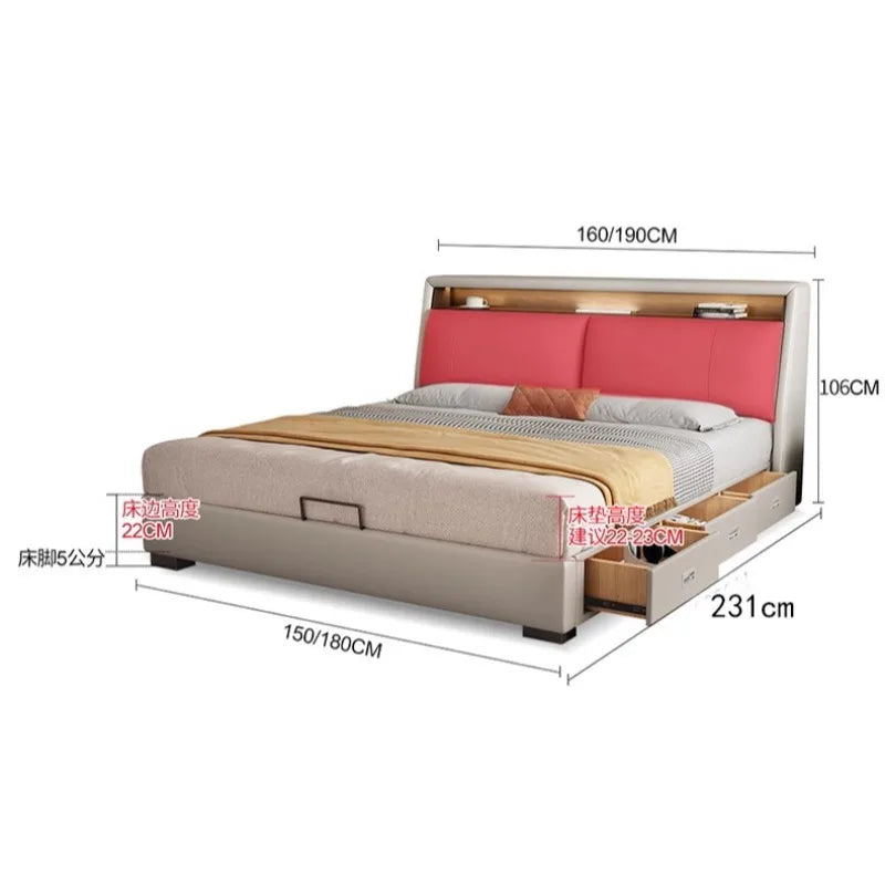 Nordic Twin Bed Unique Upholstered Headboards Luxury Bed Modern Queen Camas De Matrimonio Dormitorio Bedroom Set Furniture
