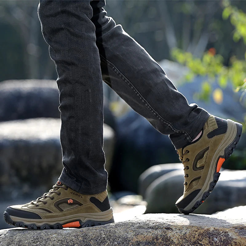 Classic Gray Trekking Sneakers For Men Original Outdoor Breathable Men's Hiking Shoes Fashion Casual Non-slip Walking Shoes Man