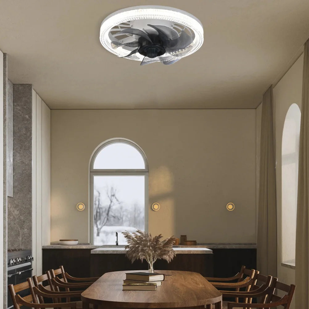 Silent Electric Fan with Light with Converter Extender Ceiling Fan Light 4 Speeds AC 85V-265V for Living Room Study Room Kitchen