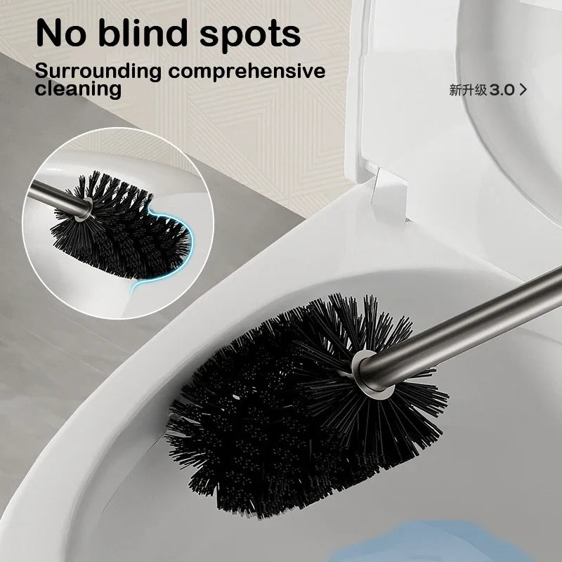 Bathroom Toilet Brush Holder Rack Hanger Space Aluminum Toilet Cleaningtool Storage Anti-Drain Design Household Cleaning Set