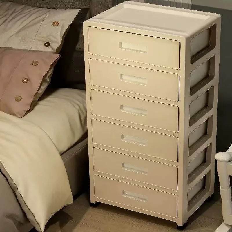 Large Capacity Storage Cabinet with Rolling Wheels,3-6 Tier, for LivingRoom/Bedroom/StudyOrganization,Cream Color