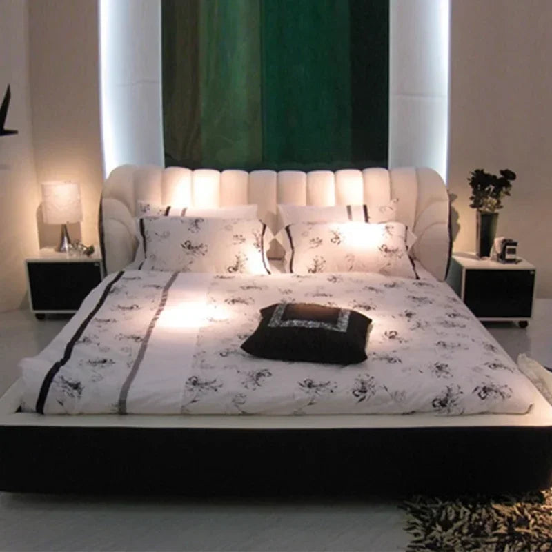 Lazy Luxury Modern Bed Frame Aesthetics Double Small Family Designer Apartment Bed High End Confortable Classic Lit Furniture